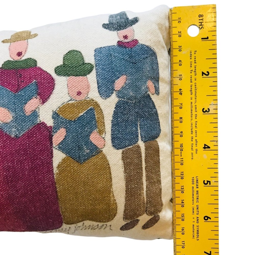 Christmas Handmade Pillow Carolers Painted by Sidney Johnson  Vintage - Picture 6 of 6
